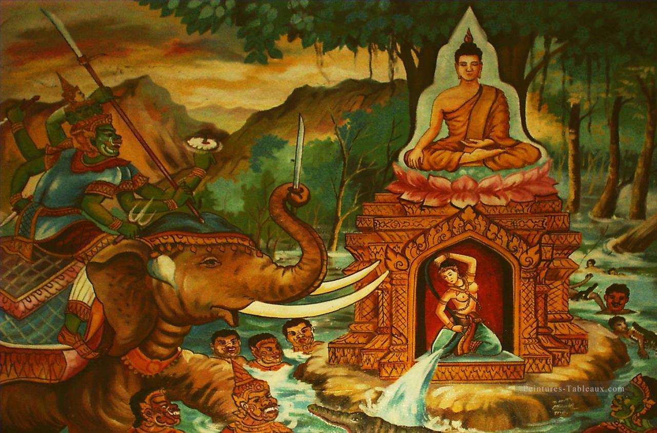 Appeler la terre pour témoigner du Bouddha et du bouddhisme Mara Peintures à l'huile